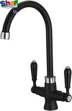 Image of Quality Upgraded Matte Black Kitchen Sink Mixer Tap Elegant Ceramic Dual Lever M