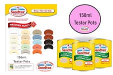 Image of Sandtex Masonry Paint 150ml Tester or Touch Up Pot Ultra Smooth All Colours 15YR