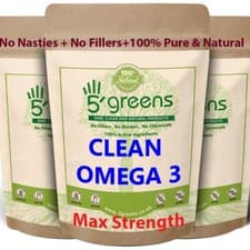 Image of Omega 3 Vegan 650mg Capsules Algae Supplement 5greens Plant Based 65mg DHA