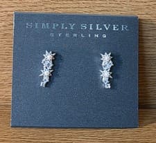 Image of Simply Silver Sterling silver earrings for pierced ears 2cm long