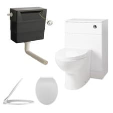 Image of 500mm WC Unit & Concealed Cistern with Back to Wall Toilet & Seat White Bathroom