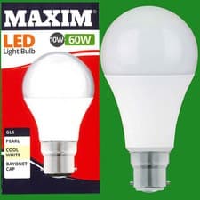 Image of 12x 10W (=60W) GLS BC B22 LED Light Bulb Lamp, 4000K Cool White 806Lm