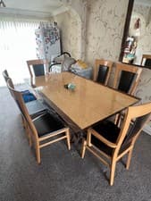 Image of dining table and chairs 6 extending rectangular
