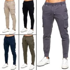 Image of Enzo Cargo Trousers Mens Lightweight Casual Cotton Stretch Work Pants S-2XL