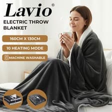 Image of Lavio Electric Heated Throw Over Blanket Washable Warm Flannel Fleece Sherpa