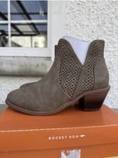 Image of Rocket Dog Gemma Pablo PU Ladies Ankle Heeled Boots Walnut Brown UK 3 New In Box