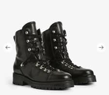 Image of AllSaints Leather Franka Lace-Up Black Boots Size UK4/EU37