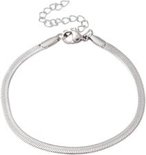 Image of Silver Flat Link Bracelet Adjustable 3mm Wide Layered Jewelry Gift Accessory UK