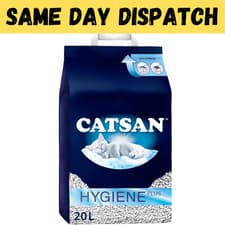 Image of CATSAN Hygiene Plus Non-Clumping Adult Cat and Kitten Litter 20L, 100% Natural