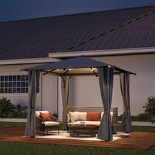 Image of Heavy Duty Metal Pergola Garden Gazebo Sun Shade Party Shelter Outdoor Furniture