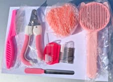 Image of 7-piece cat Grooming Brush Set Kit Comb Scissors Nail Clippers Finger Cots dog
