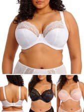 Image of Elomi Lucie Bra Plunge Wired Three Section Stretch Lace Bras Lingerie