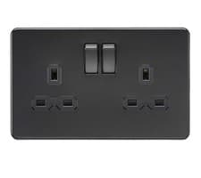 Image of Knightsbridge 13A 2G DP switched socket - matt black with black insert