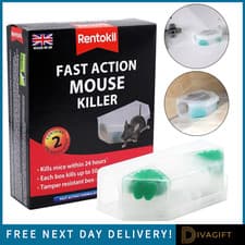 Image of MOUSE AND RAT KILLER POISON TRAP BOX PASTA BOX FAST ACTION RENTOKIL 2 PACK NEW