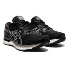 Image of Asics Gel Wide Fit (2E) Running Shoes Gel Nimbus 23 Black / White Mesh Trainers