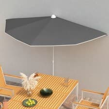 Image of Outdoor Metal Frame Garden Furniture Parasol Half Round Umbrella Sun Shade UK