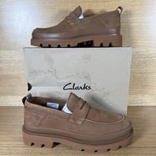 Image of Clarks Signature Men’s Shoes Size 8 UK Badell Step Cola Nubuck Leather Upper