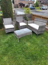 Image of OUTDOOR RATTAN GARDEN FURNITURE SOFA SET CHAIRS TABLE MIX GREY 4PIECE UK