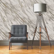 Image of Grey Marble Effect Wallpaper Metallic Shimmer Realistic Smooth Finish Feature