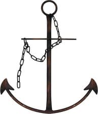 Image of Nautical Anchor Wall Decor - Antique Metal Art With Chain for Bedroom, Living R