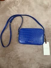 Image of Brand New Ted Baker Double Zip Crossbody Camera Bag Blue Snake Effect RRP: £85