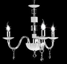 Image of Classic White Chrome Transparent Crystal Pendant Light