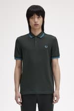 Image of Fred Perry M3600 Twin Tipped Polo Shirt 'Night Green/Ocean' Size XLarge BNWT