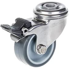 Image of 50mm 2" stainless steel castor grey rubber, swivel with brake, 40kg