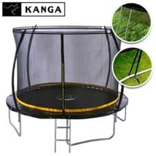 Image of KANGA 10ft Outdoor Trampoline With Enclosure, Net, Ladder & Free Anchor Kit