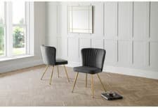 Image of Julian Bowen Cannes Grey & Blue Velvet Dining Chair