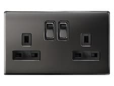 Image of Modern Black Nickel Light Switches & Wall Plug Sockets Flatplate