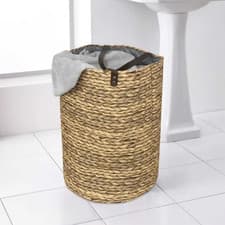 Image of Hyacinth Folding Laundry Basket With Handles 40x40x60cm