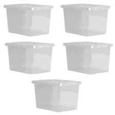 Image of Wham Crystal Storage Box With Lid 20L 5 Pack