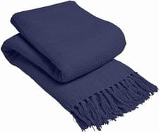 Image of Lisbon Throw 100% Cotton Plain Honeycomb Sofa Bed Cover Throws Blanket