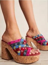 Image of Free People Sandals Lisbon Cork Platform Sandals, Cherry Heart - UK 6.5 EU 39.5 