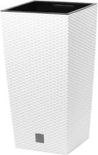 Image of Tall Rattan Effect Square Planter Indoor Outdoor Plant Pot with Insert