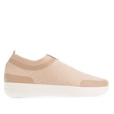 Image of Fitflop Uberknit Blush White Stretch Slip On Memory Foam Wedge Trainers Size 5