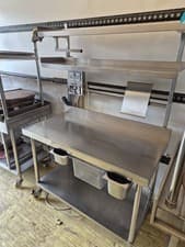 Image of Commercial Stainless Steel Prep Table with Shelves Catering Workstation 120cm W