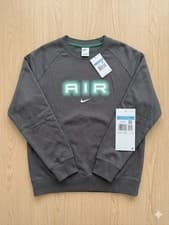 Image of Nike Air Crewneck Sweatshirt Mens Medium BNWT Grey Wavy Graphic Logo Jumper