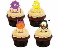 Image of Monster Pack - Edible Cupcake Toppers, Stand-Up Fairy Cake Bun Decorations Kids