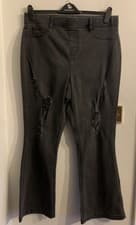 Image of Brand New No Tag By Yours Hannah Flare Distressed Jeggings Jegging Size 16 Black