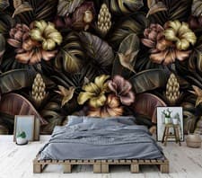 Image of Tropical Hand-drawn pattern Wallpaper Mural Removeable Washable Peel & Stick