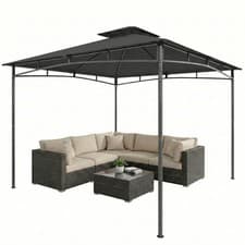 Image of Outsunny 3 x 3 m Gazebo, Outdoor Gazebo Canopy with 2-Tier Roof, Dark Grey