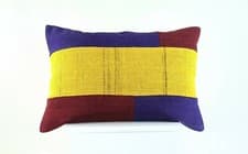Image of Handwoven Turkish Kilim Lumbar Pillow Cover 16x24 Vintage Bohemian Cushion A1028