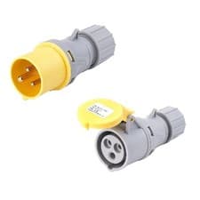 Image of Deligo 110V 32A 2P+E Yellow Industrial Plug & Coupler IP44