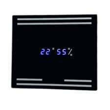Image of Bathroom Extractor Fan Black Glass Front 4" Timer & Humidity Sensor with Display
