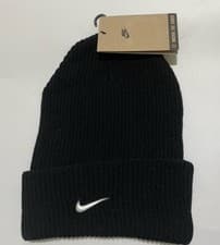 Image of NIKE SPORTSWEAR UTILITY SWOOSH WINTER BEANIE KNIT HAT UNISEX BLACK ONE SIZE NEW