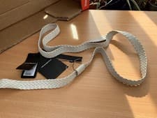 Image of Emporio Armani Womens Braided Leather Belt White One Size 2.5cm Width  RRP £137