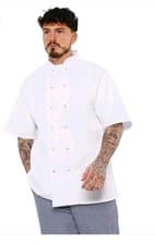 Image of Chef Cooks Jacket White Short sleeve LARGE Press studs Bonchef 44 - 46'' chest