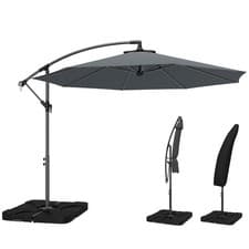 Image of Outsunny 3(m) Banana Parasol Cantilever Umbrella Garden w/ Base Weights